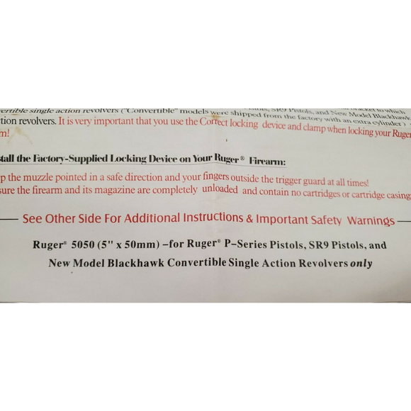 Ruger Factory Gun Lock 5050 5" x 50mm w/2 Keys NEW! - Picture 4 of 4